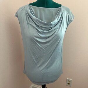 Ann Taylor Cap Sleeve Blue Mixed Media Top